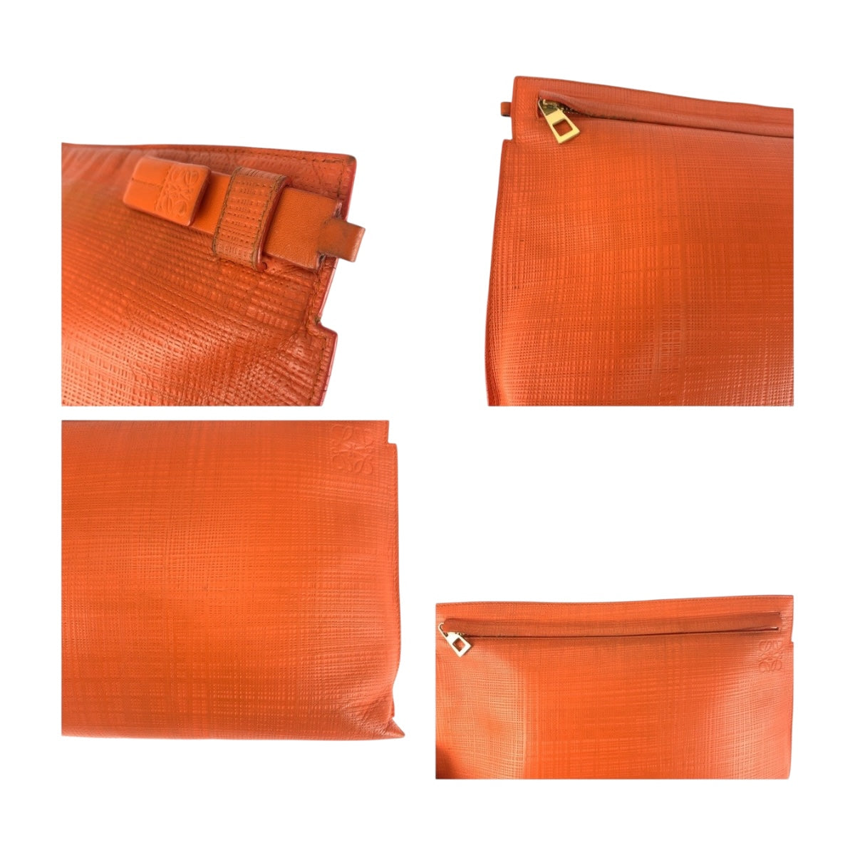 LOEWE Clutch bag 101 88 K05 leather Orange GoldMetal anagram