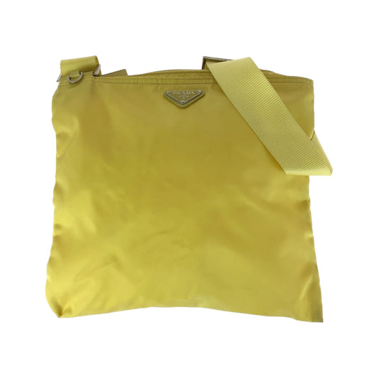 PRADA Shoulder Bag Nylon Yellow SilverMetal Test Triangle With logo