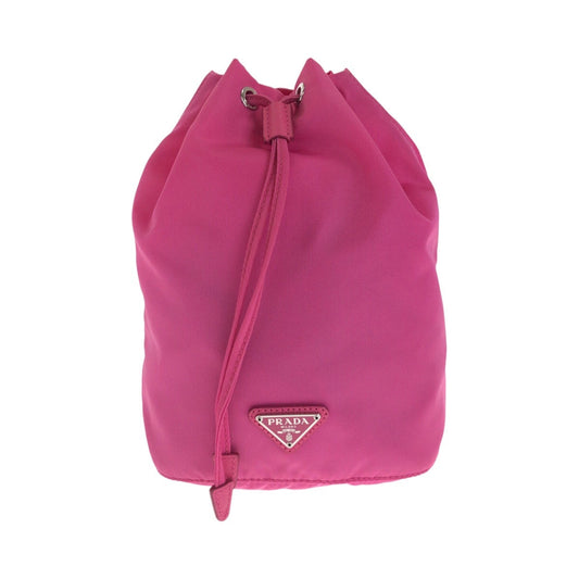 PRADA Pouch 1NE369 Nylon Pink SilverMetal Triangular logo