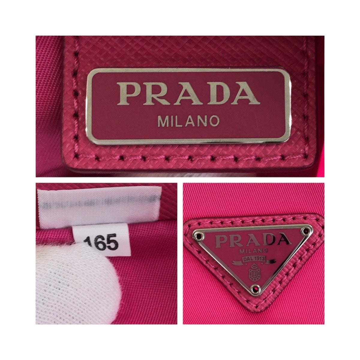 PRADA Pouch 1NE369 Nylon Pink SilverMetal Triangular logo