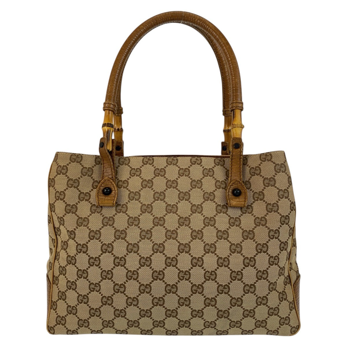 GUCCI Tote Bag 112526 GG canvas Beige brown Bamboo