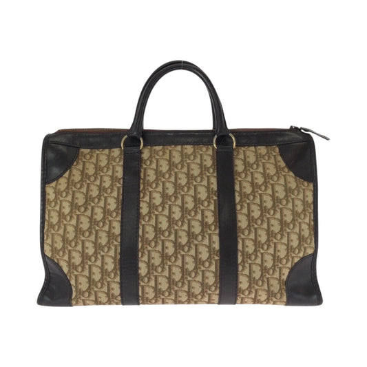 Dior Handbag canvas Brown Beige Gold Metal Trotter