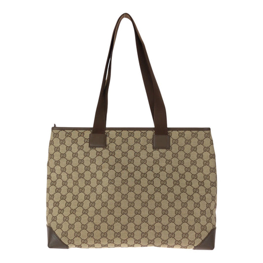 GUCCI Tote Bag 34339 GG canvas Brown Beige Silver