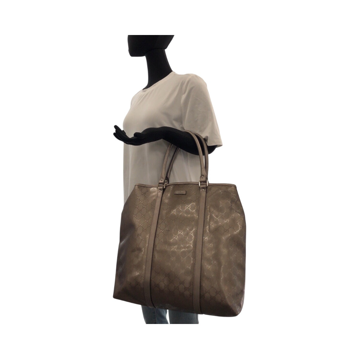 GUCCI Tote Bag 223668 PVC Metallic Brown SilverMetal Implication