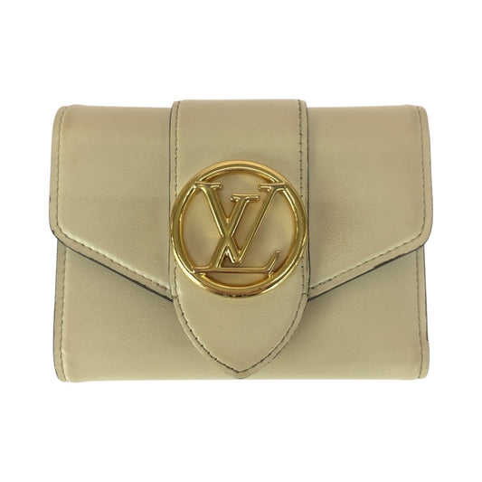 LOUIS VUITTON Tri-fold wallet M69176 leather Ivory Gold Metal Portefeuille Ponneuf