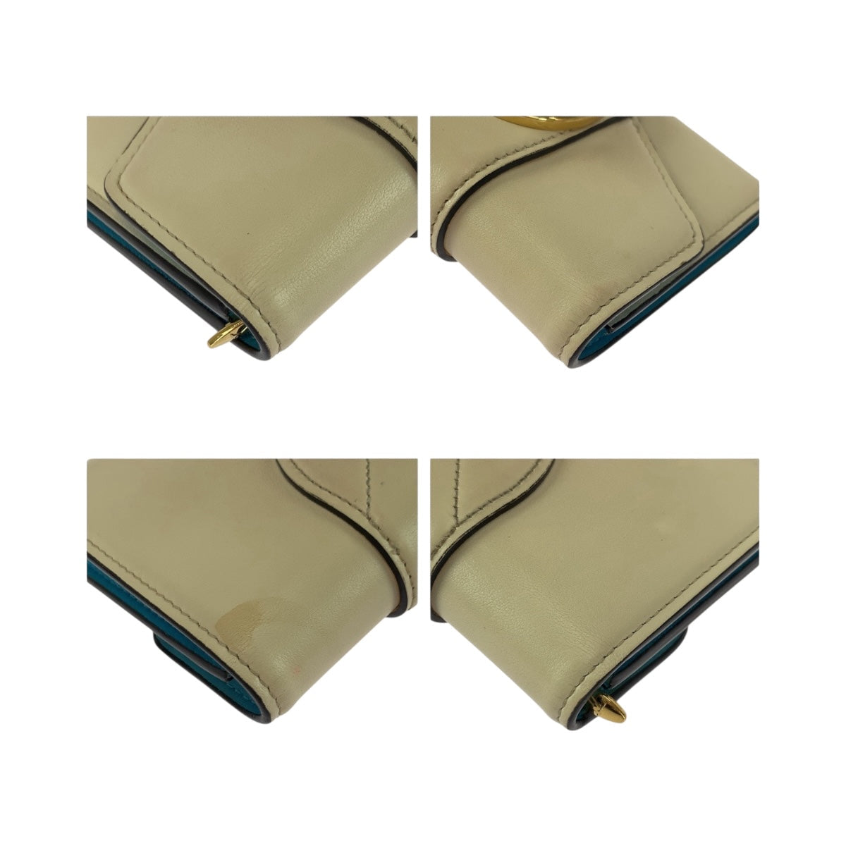 LOUIS VUITTON Tri-fold wallet M69176 leather Ivory Gold Metal Portefeuille Ponneuf