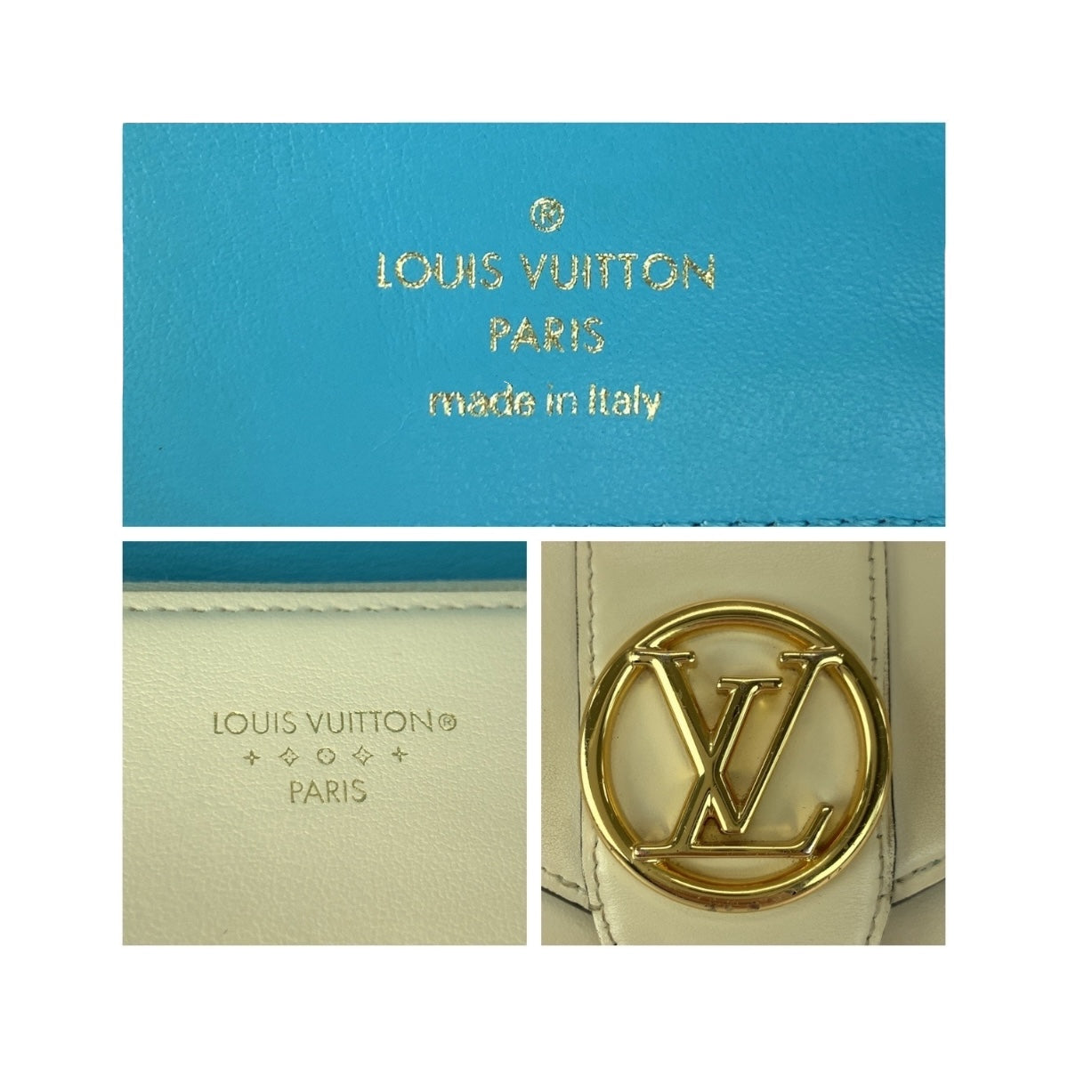 LOUIS VUITTON Tri-fold wallet M69176 leather Ivory Gold Metal Portefeuille Ponneuf
