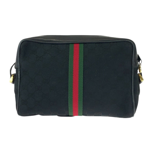 GUCCI Shoulder Bag 37 0124071 GG canvas Black GoldMetal Old Gucci Shelly Line