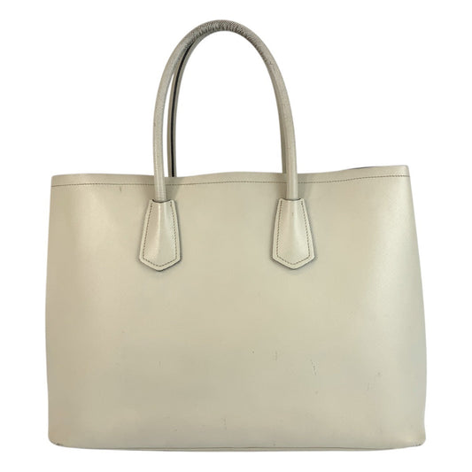 PRADA Tote Bag leather Ivory Safiano Triangle With logo