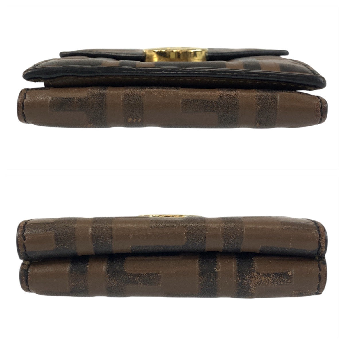 FENDI Tri-fold wallet 3M0395AAFM2098210 leather Brown Gold Metal ZUCCA F IS FENDI
