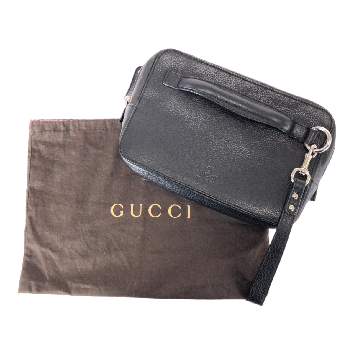GUCCI Clutch bag 256076 leather Black SilverMetal