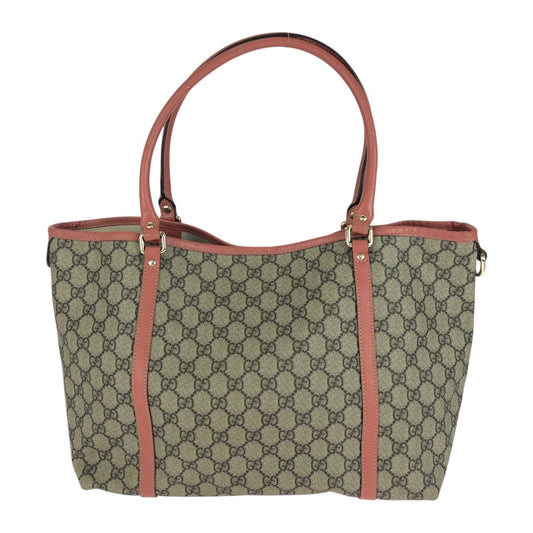 GUCCI Tote Bag 197953 GG Supreme Canvas Pink Gray Gold Metal