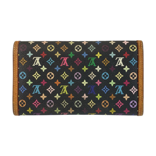 LOUIS VUITTON Long Wallet Purse M92658 PVC Noir Black Gold Metal Monogram multicolor Porte Tresor International