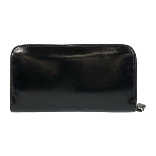 BURBERRY Long Wallet Purse leather Black SilverMetal logo graphics