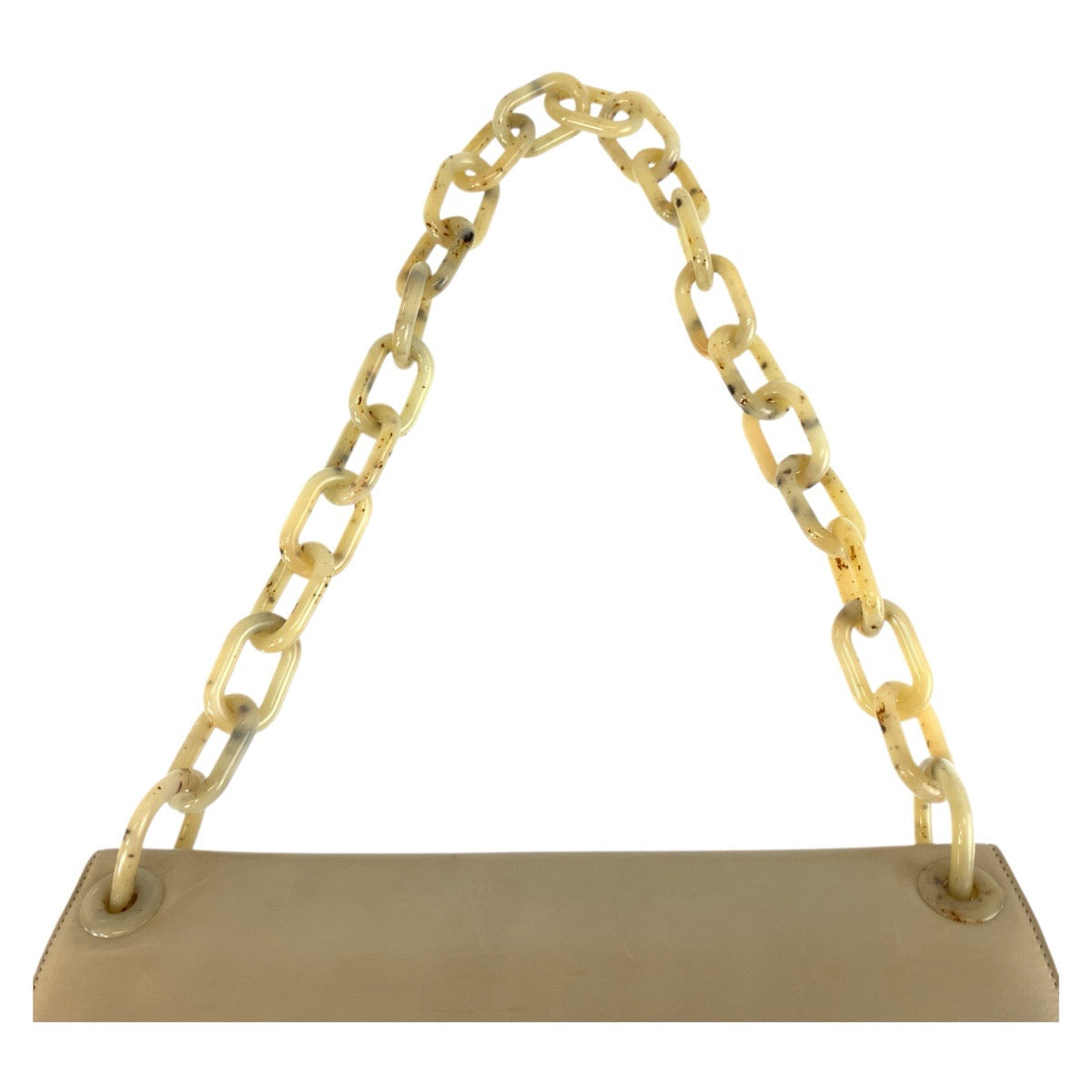 PRADA Shoulder Bag 77 leather beige logo