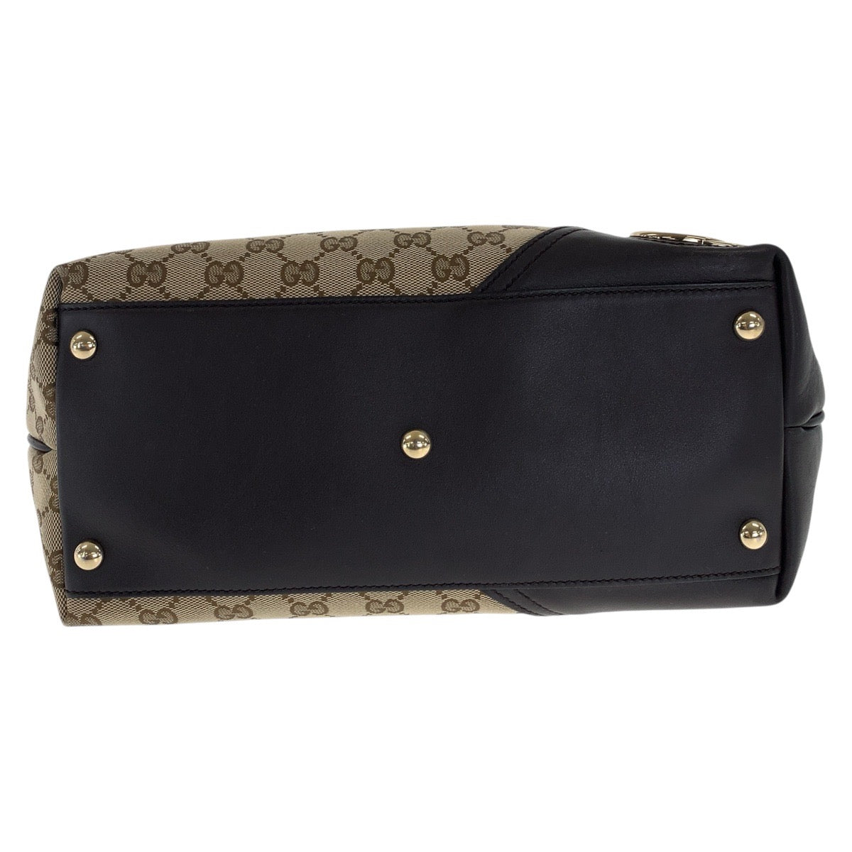 GUCCI Tote Bag 169946 GG canvas Beige Dark Brown Gold Metal Newbrit