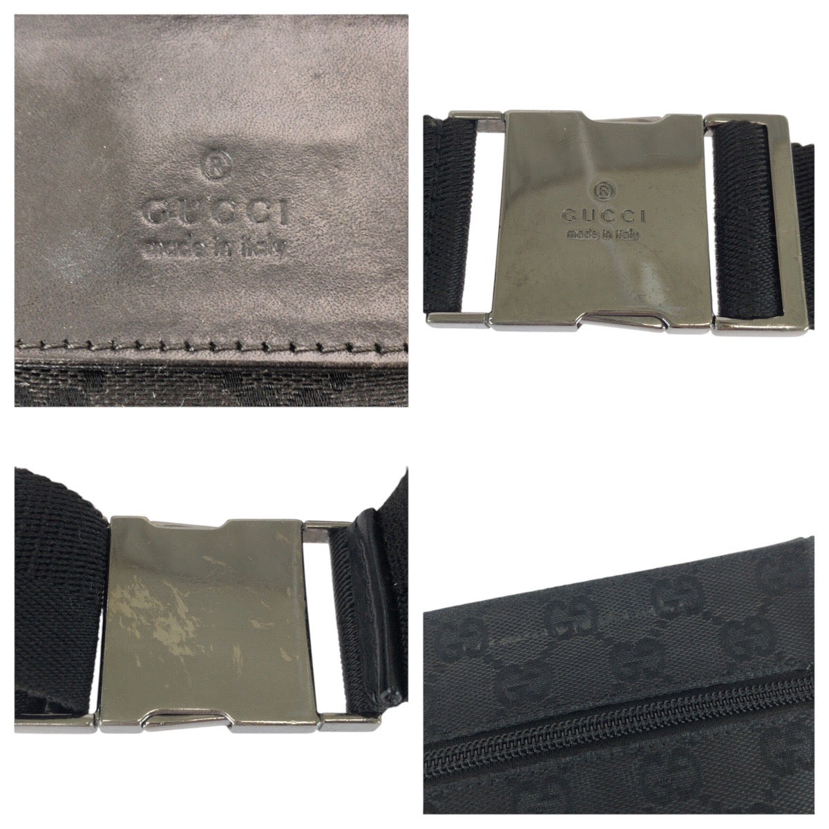 GUCCI Sling bag 28566 GG canvas Black SilverMetal