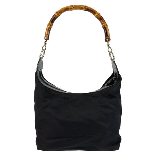 GUCCI Shoulder Bag 000 2214 0531 Nylon Black SilverMetal Bamboo