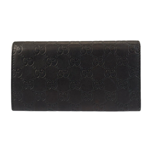 GUCCI Long Wallet Purse 244946 leather Black GoldMetal Guccisima