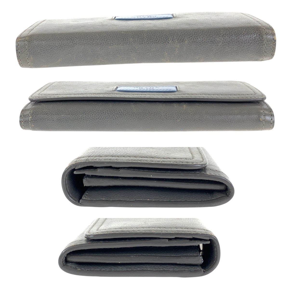 PRADA Long Wallet Purse leather Gray Light Blue Silver