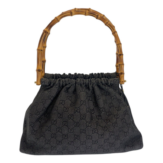 GUCCI Handbag 92708 GG canvas Black GoldMetal Bamboo