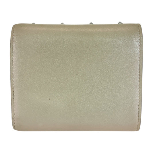 Christian Louboutin Tri-fold wallet leather Beige Champagne Silver Studs Rubifold Wallet
