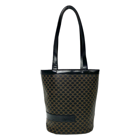 CELINE Shoulder Bag Leather, PVC black Macadam Blason Pattern Women Used Authentic