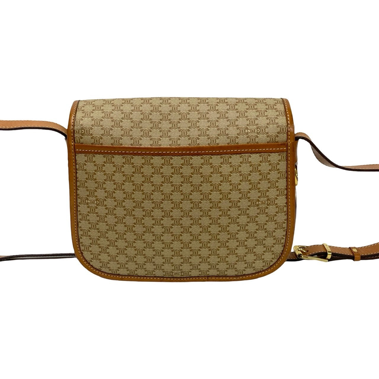 CELINE Shoulder Bag Leather, PVC Brown Macadam Blason Triomphe Pattern Women Used Authentic