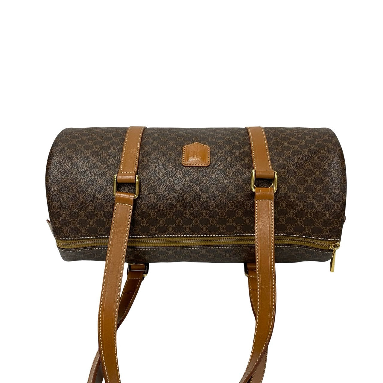 CELINE Shoulder Bag Leather, PVC Brown Macadam Blason Triomphe Pattern Women Used Authentic