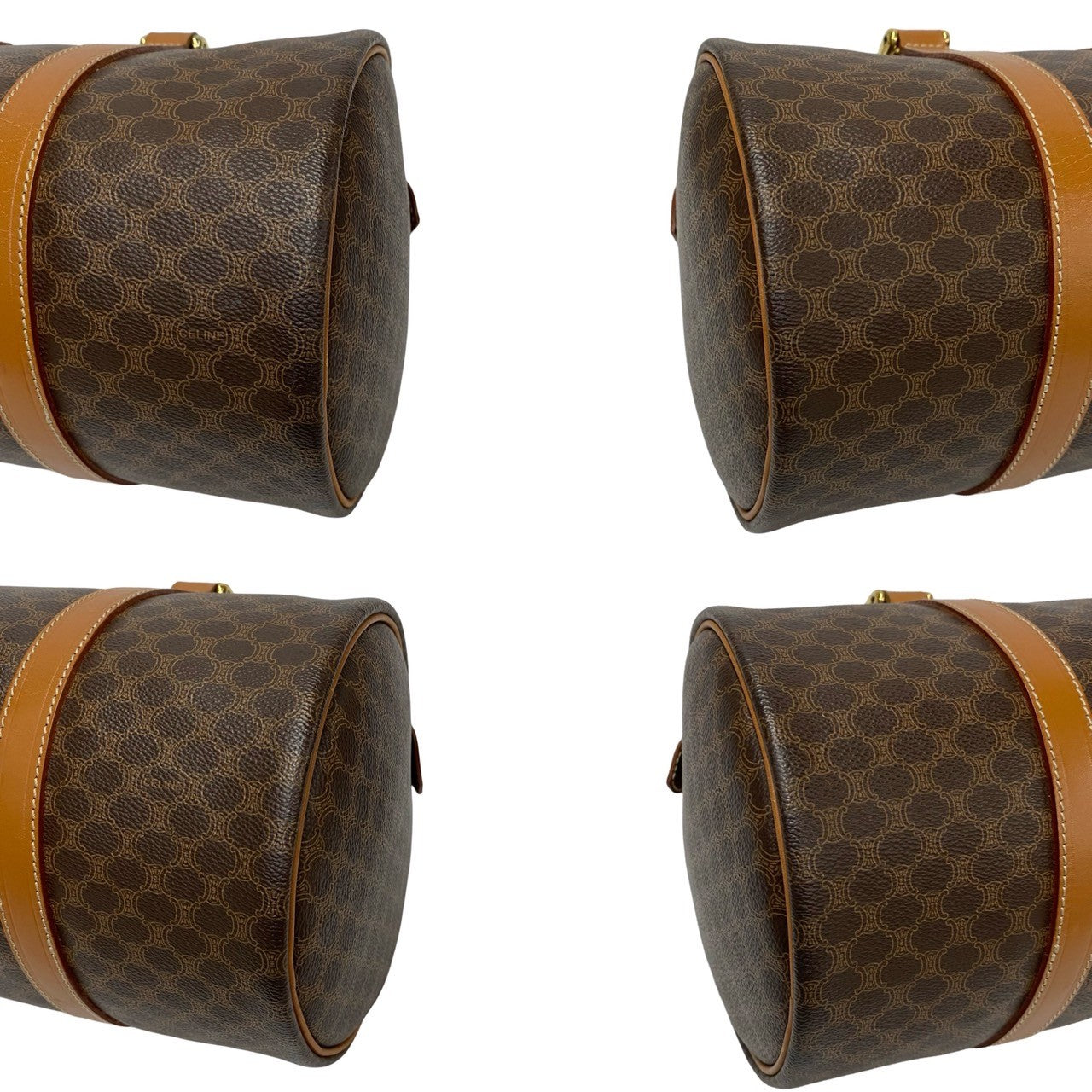 CELINE Shoulder Bag Leather, PVC Brown Macadam Blason Triomphe Pattern Women Used Authentic