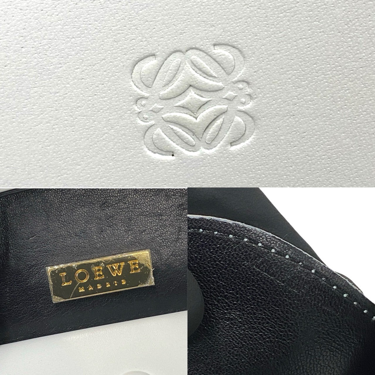 LOEWE Handbag leather white anagram Women Used Authentic