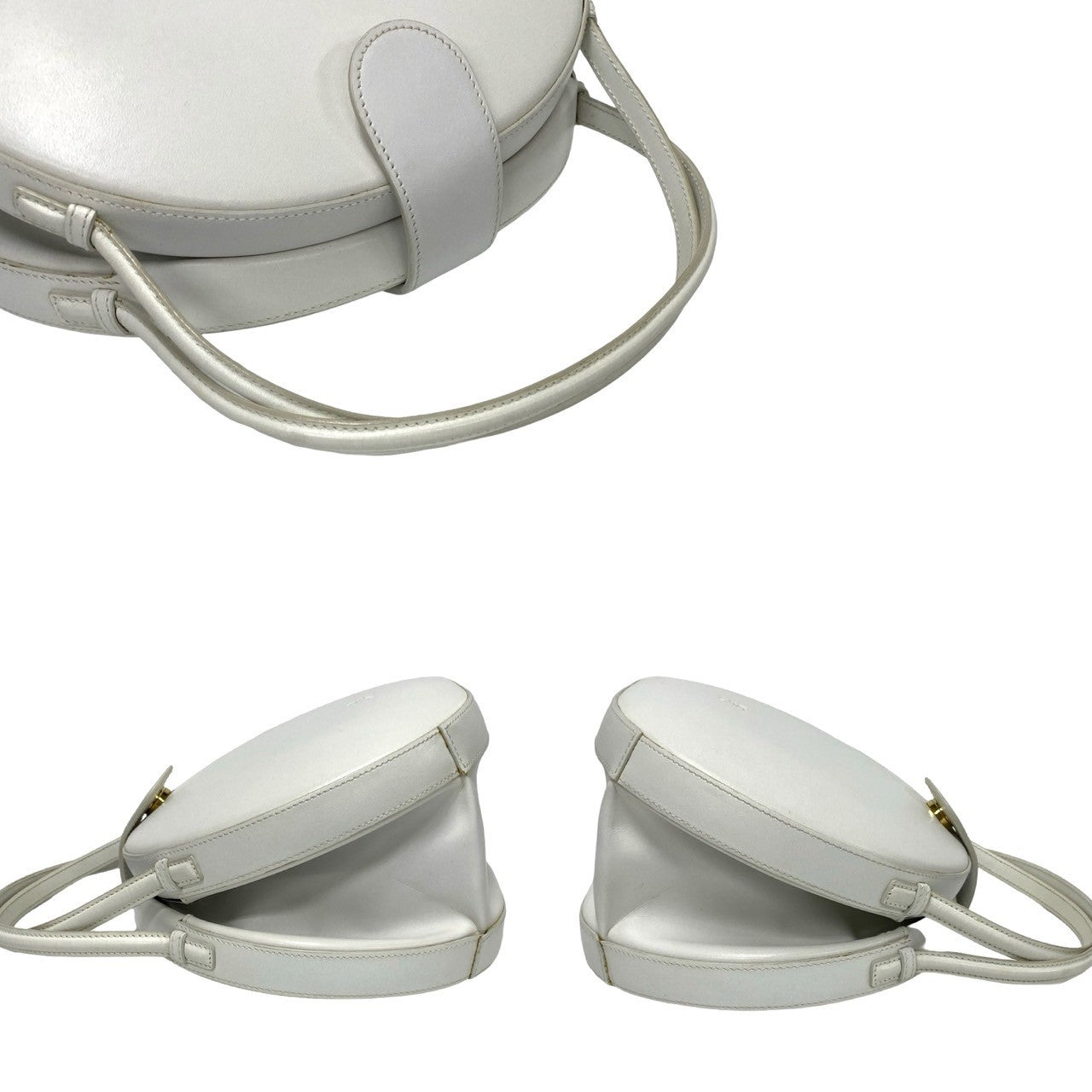 LOEWE Handbag leather white anagram Women Used Authentic