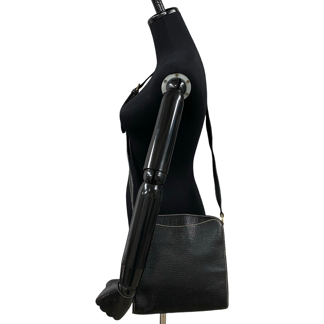 LOEWE Shoulder Bag leather black logo Women Used Authentic
