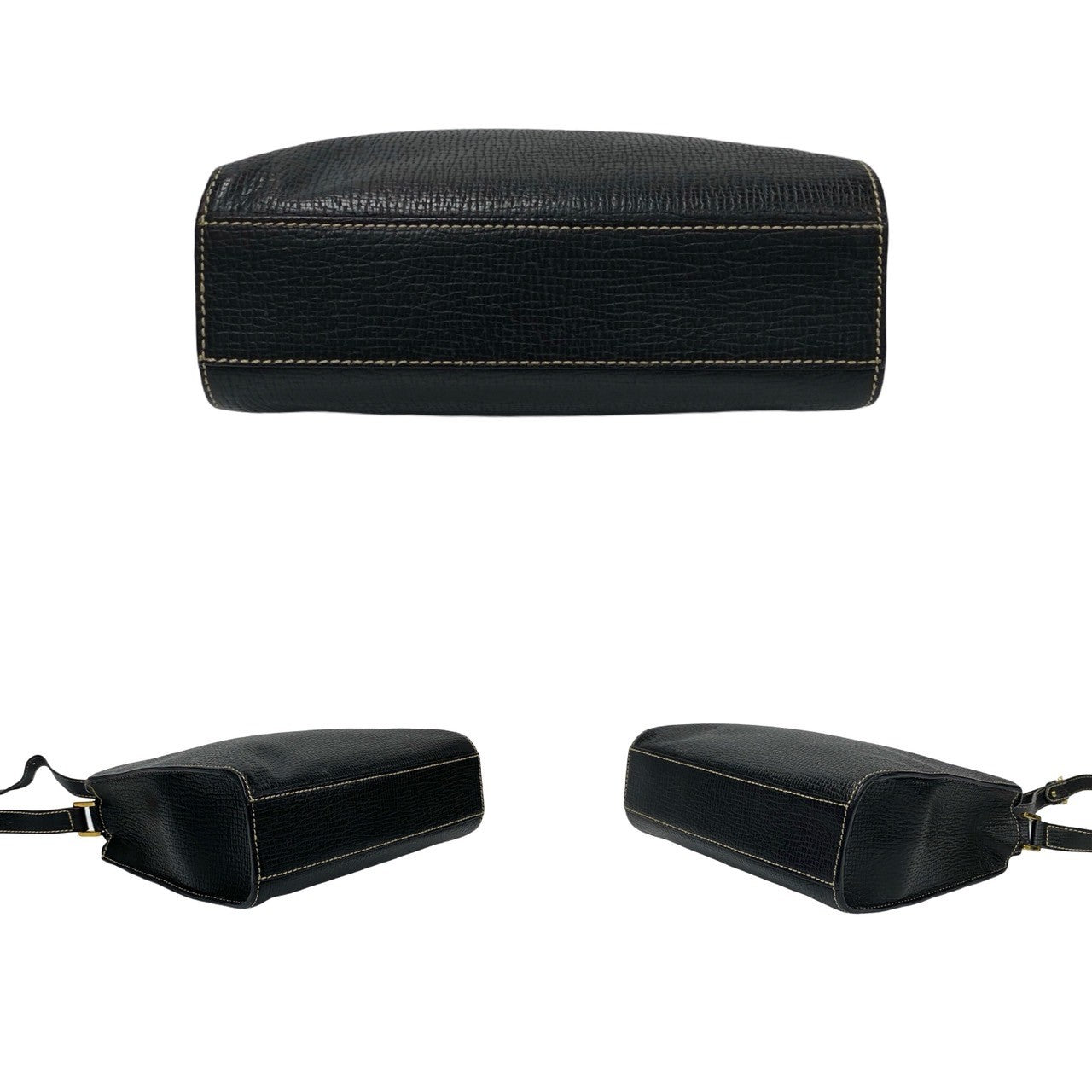 LOEWE Shoulder Bag leather black logo Women Used Authentic
