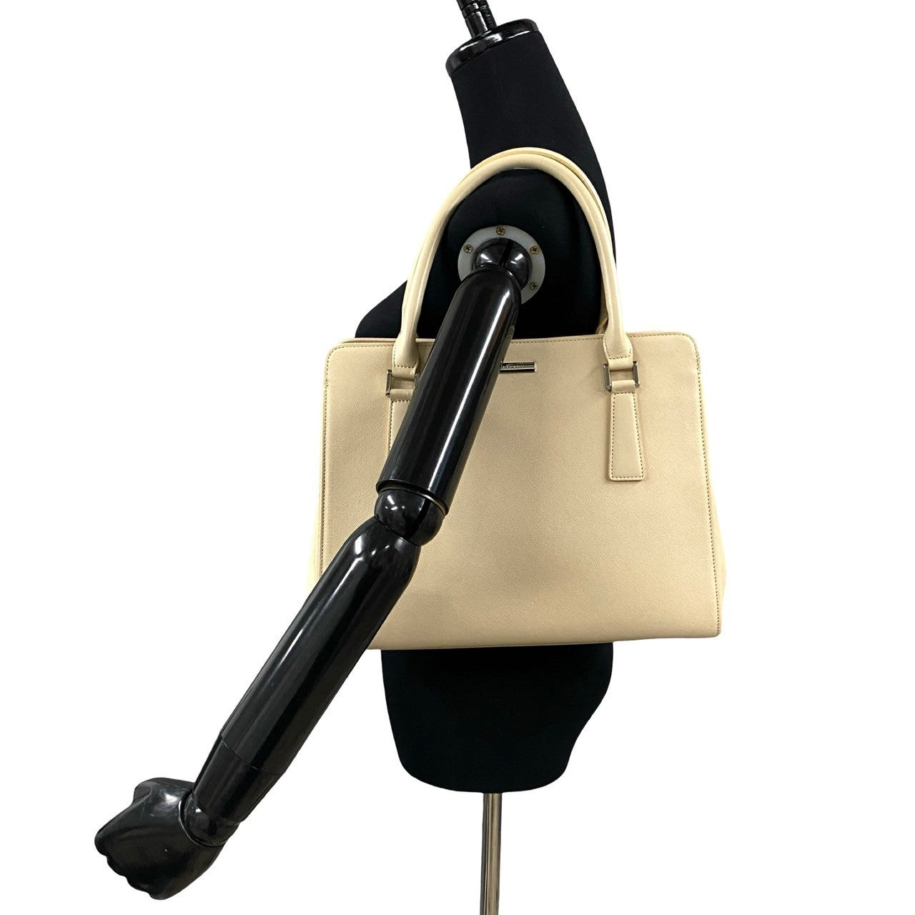 BURBERRY Handbag leather white Nova Check Women Used Authentic