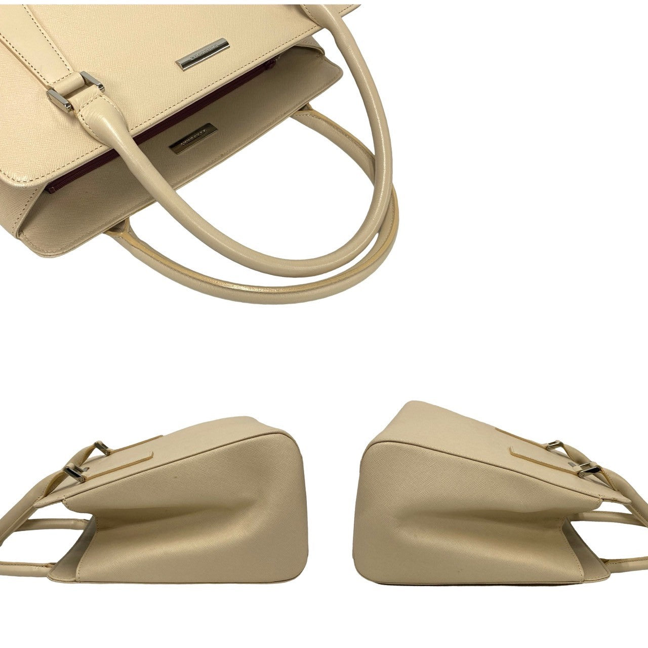 BURBERRY Handbag leather white Nova Check Women Used Authentic