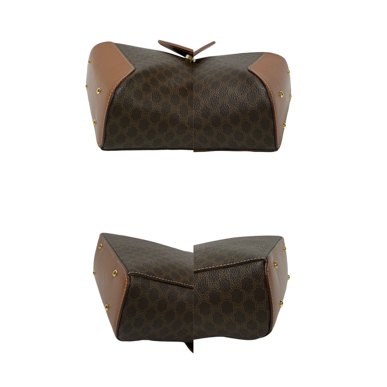 CELINE Shoulder Bag Leather, PVC Brown Macadam Blason Pattern Women Used Authentic