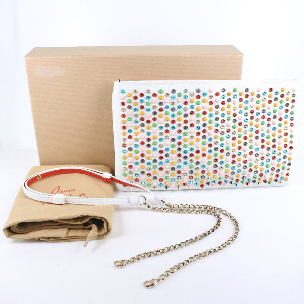 Christian Louboutin Clutch bag 1175134 Calfskin multicolor Studs 2WAYShoulder Rubiposh Women Used Authentic