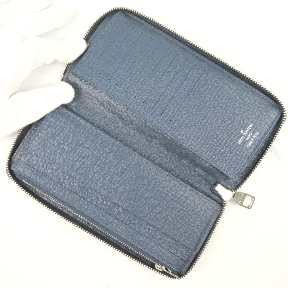 LOUIS VUITTON Long Wallet Purse M30510 Taiga Blue Zip Around Zippy Wallet Vertical mens Used Authentic