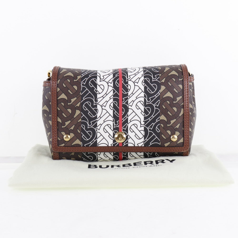 BURBERRY Shoulder Bag PVC , Calfskin Brown / black / white / red Monogram Women Used Authentic