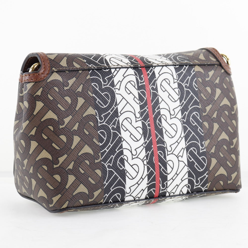 BURBERRY Shoulder Bag PVC , Calfskin Brown / black / white / red Monogram Women Used Authentic