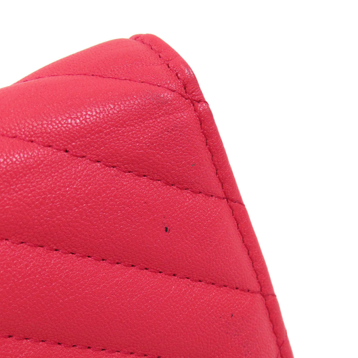 CHANEL Long Wallet Purse Calfskin pink Vstitch Women Used Authentic