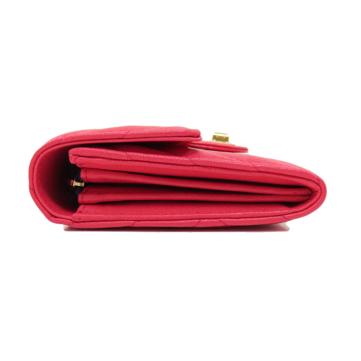 CHANEL Long Wallet Purse Calfskin pink Vstitch Women Used Authentic