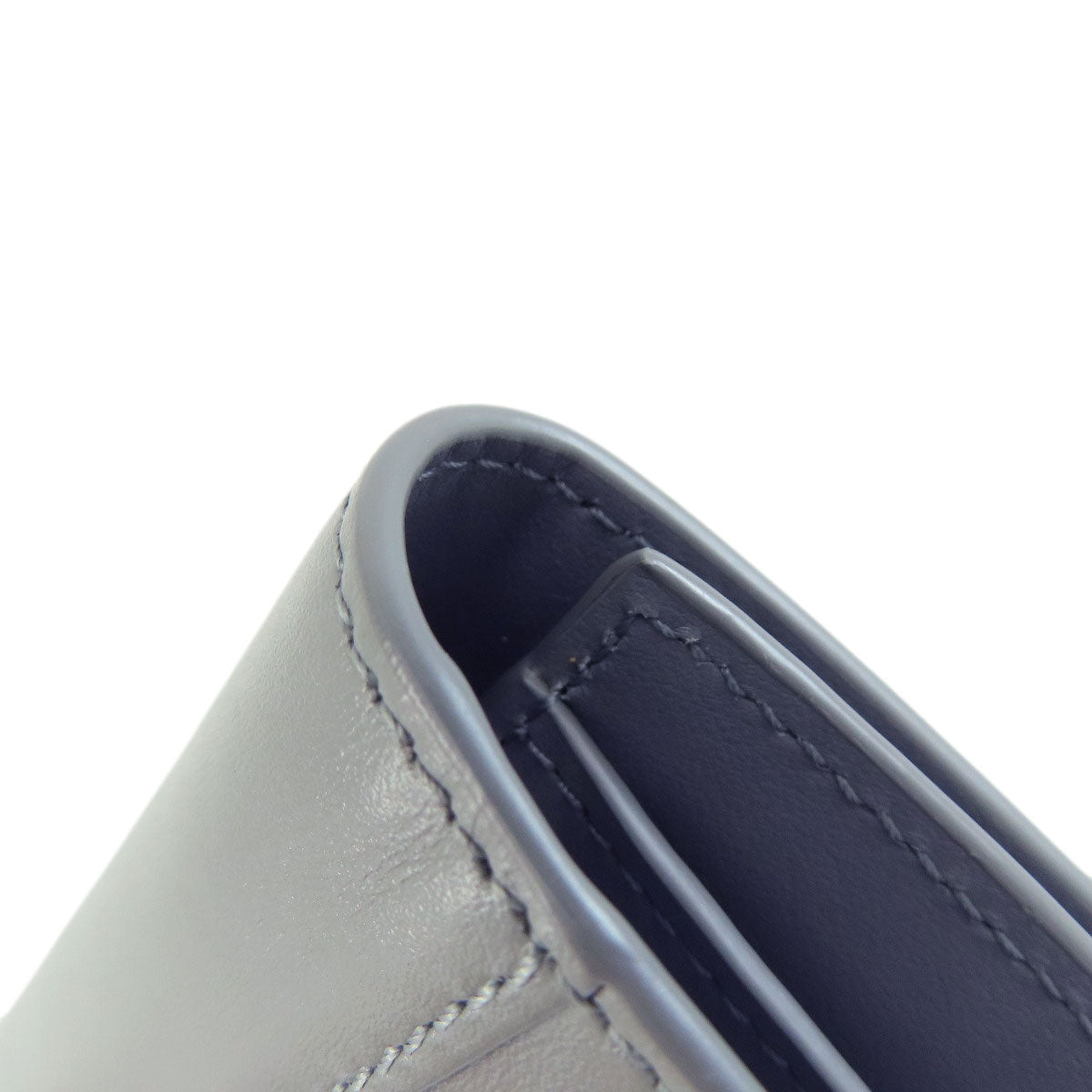 CELINE Bifold Wallet leather gray CMetal Women Used Authentic