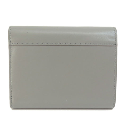 CELINE Bifold Wallet leather gray CMetal Women Used Authentic