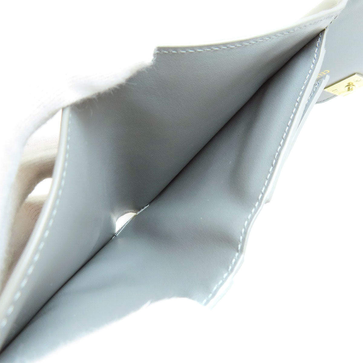 CELINE Bifold Wallet leather gray CMetal Women Used Authentic