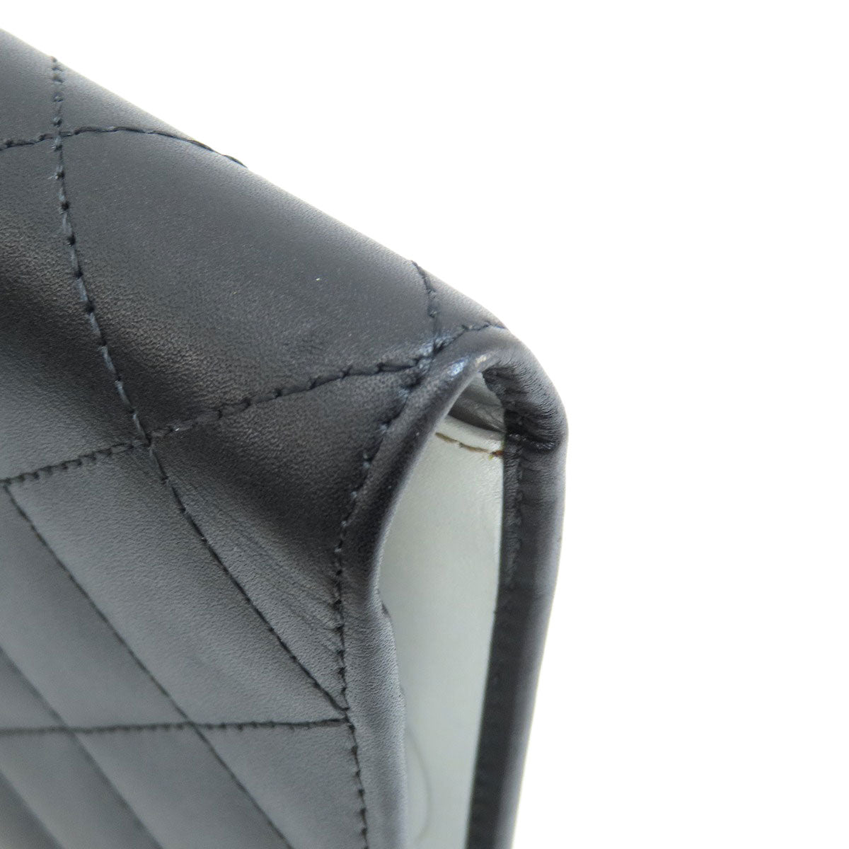 CHANEL Long Wallet Purse Calfskin black Cambon Line SilverMetal