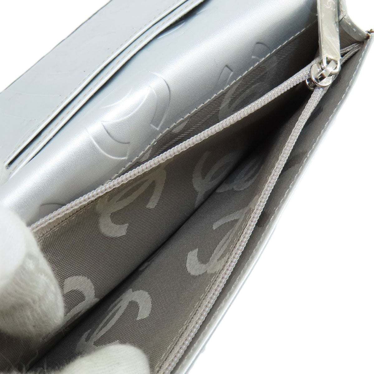 CHANEL Long Wallet Purse Calfskin black Cambon Line SilverMetal