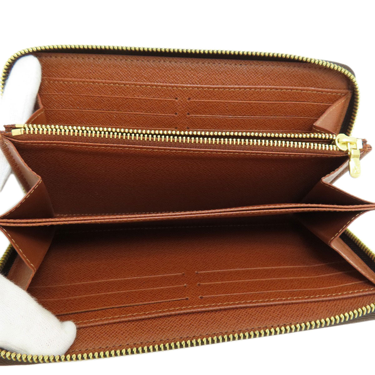 LOUIS VUITTON Long Wallet Purse M42616 Monogram canvas Brown Zippy Wallet Monog Lamb Women Used Authentic