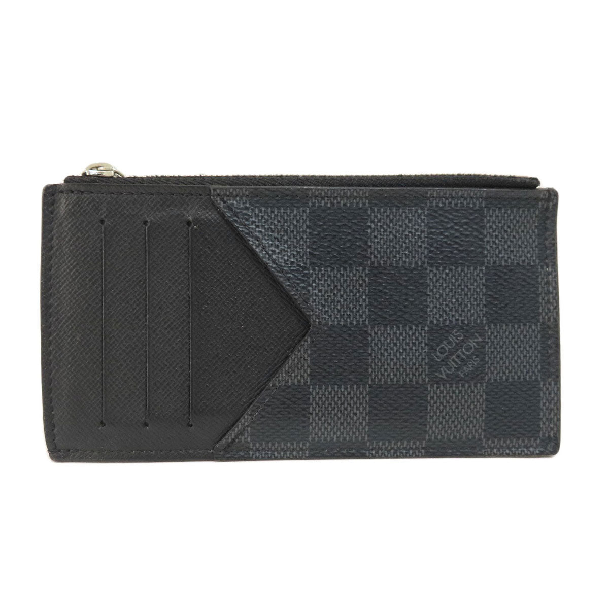 LOUIS VUITTON Coin case N64038 Damier canvas black Coin Card Holder Damier Graphite mens Used Authentic